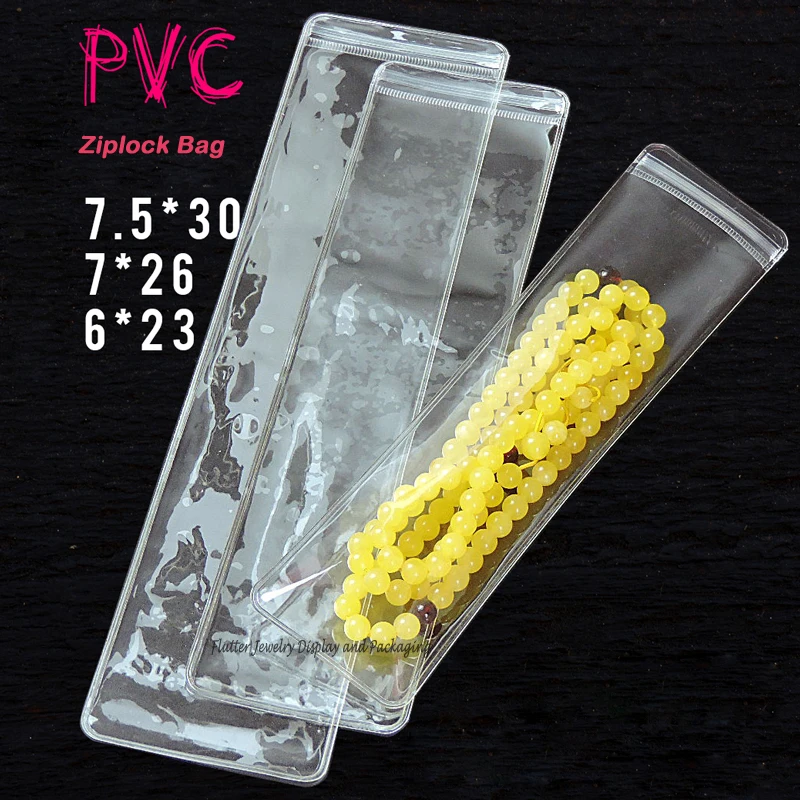 100pcs/lot PVC Thicken Necklace Packaging Bags Jewelry Ziplock Pouches