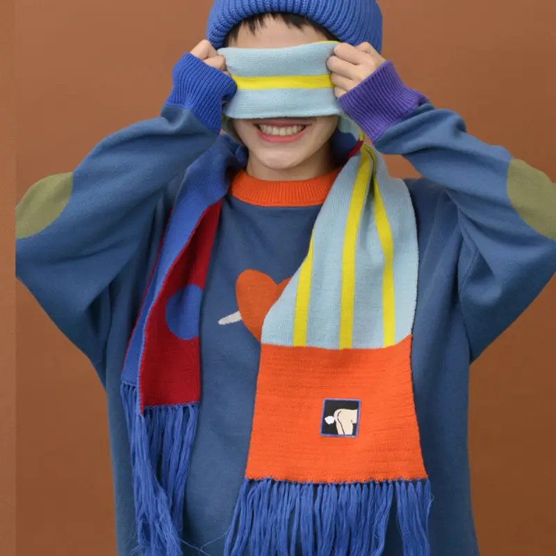 

YIZISTORE novel cotton knitted scarves for girls and boys in 4 patterns (FUN KIK)