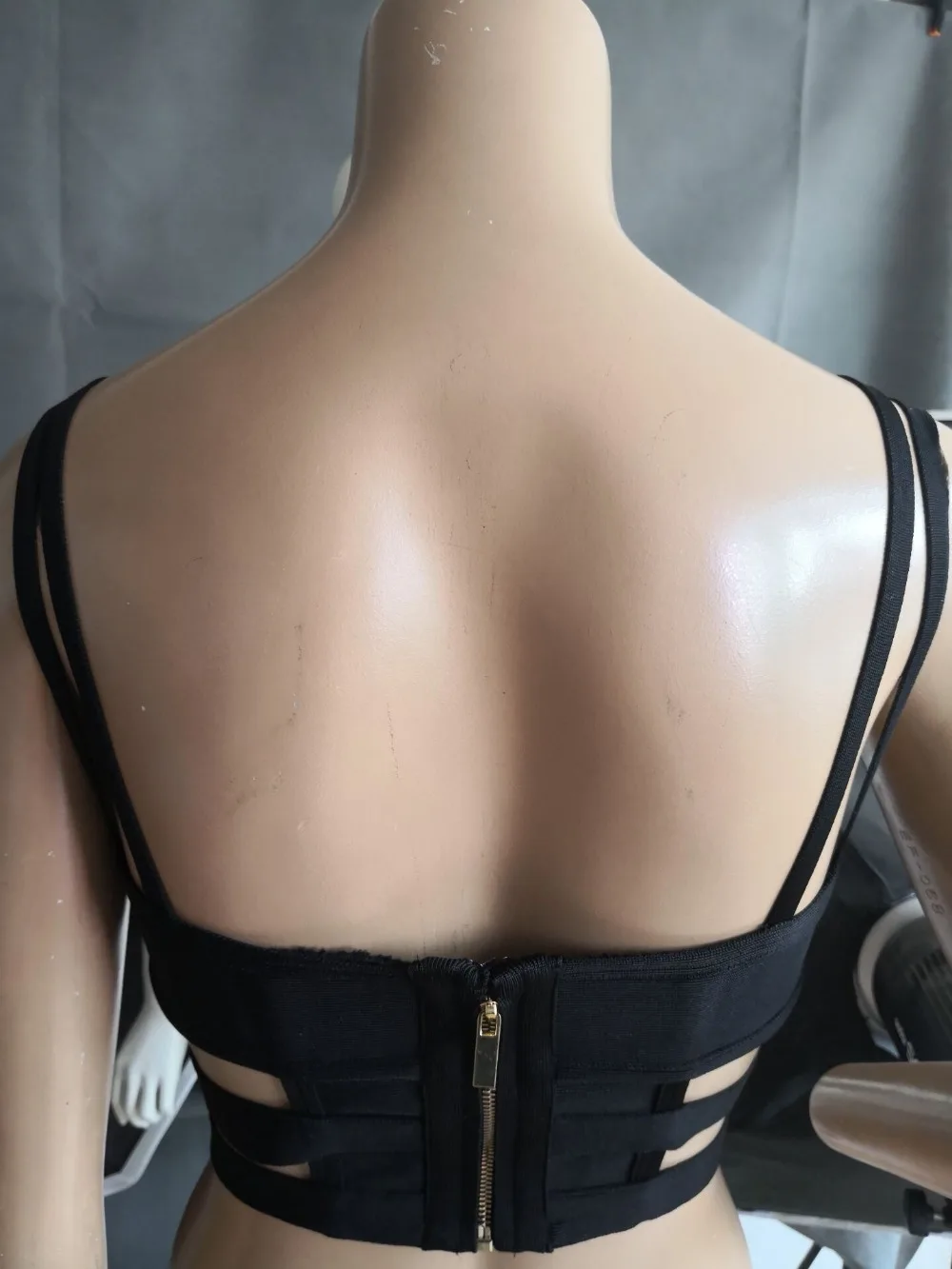 Знаменитости Черный Красный без рукавов Кнопка короткий бандажный Топ Bodycon