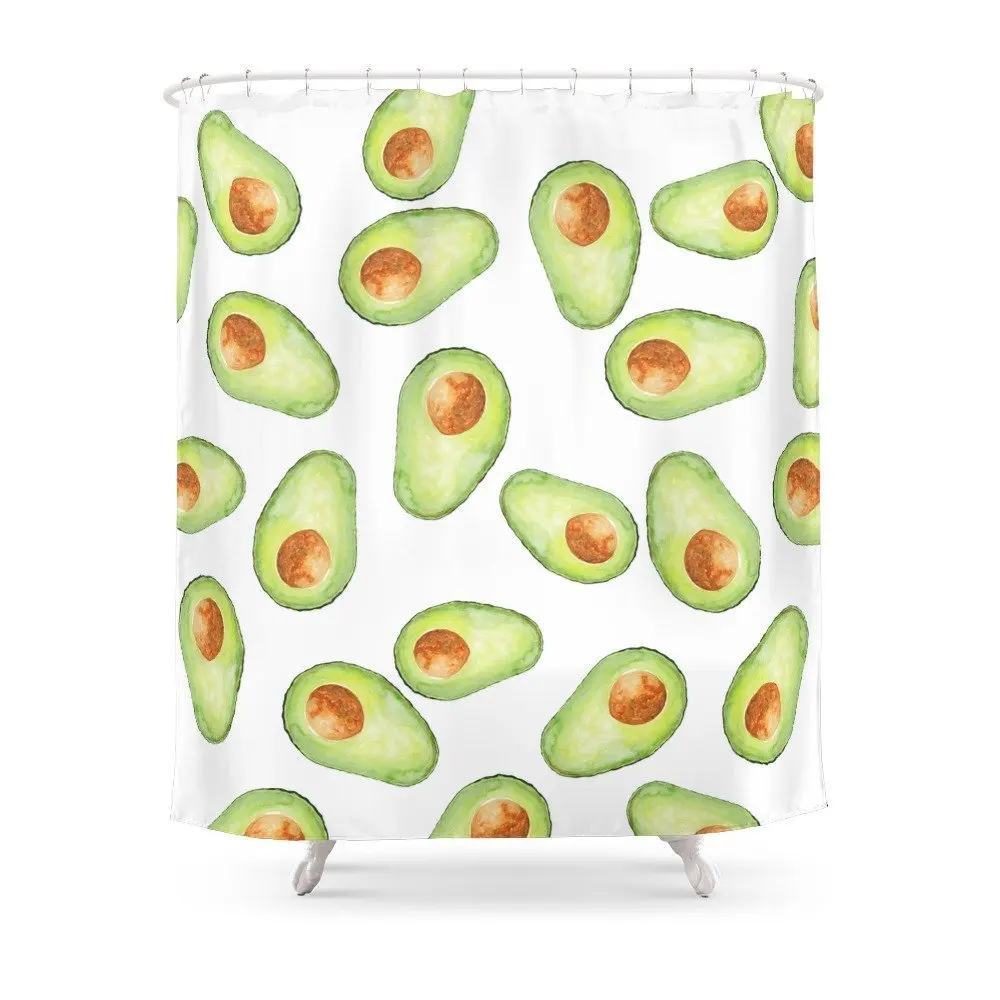 

Avocado Shower Curtain Set Waterproof Polyester Fabric Bath Curtain For Bathroom With Non-slip Floor Mat