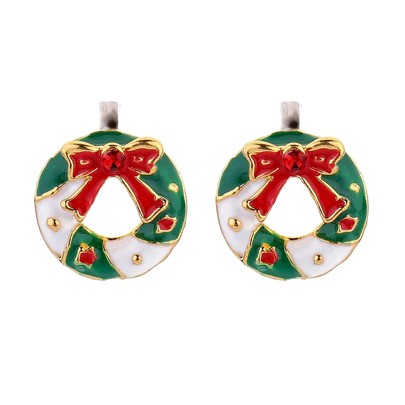 Christmas Ornaments Best Selling Fashion Simple Christmas Wreath Stud
