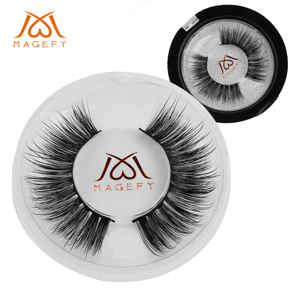 MAGEFY 1Pair 3D Mink Lashes Long Lasting Fake Eyelashes Natural Black