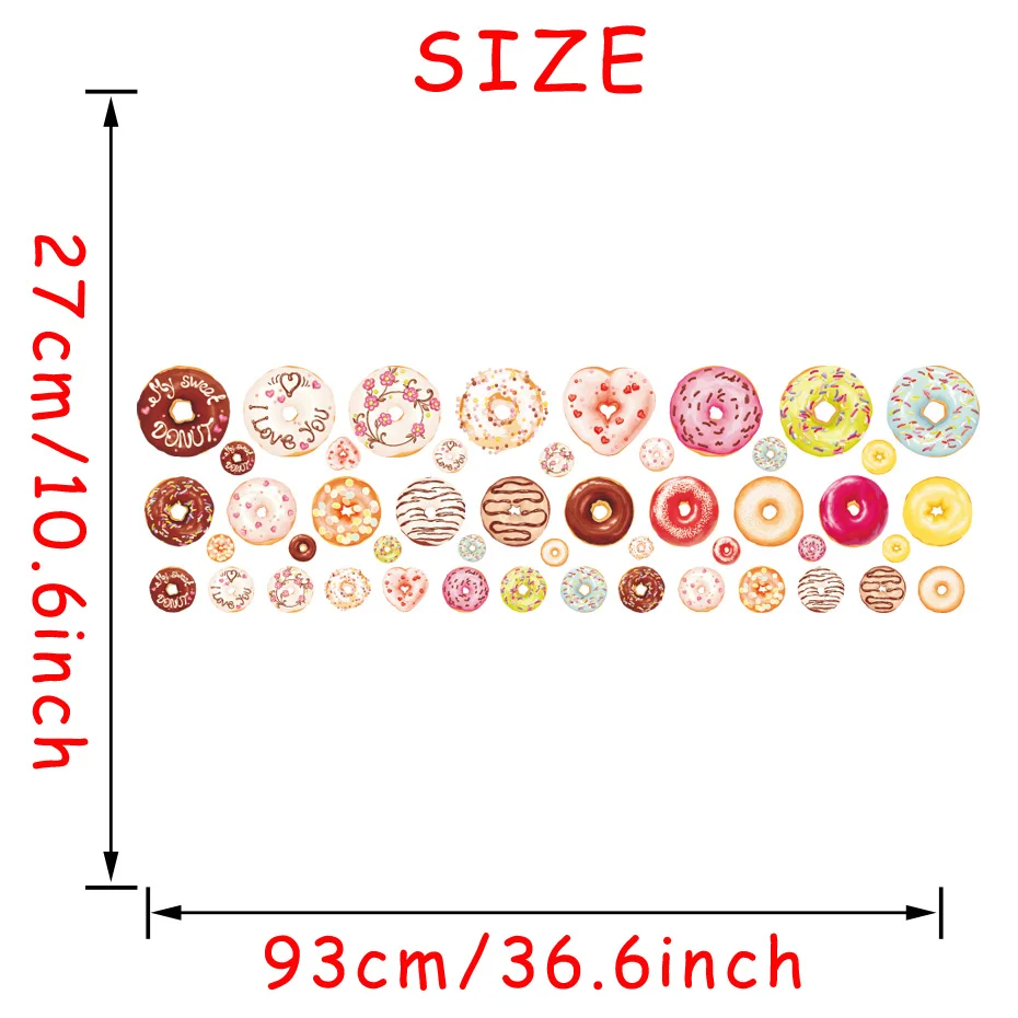 Bread Cupcake Donut decals Cartoon Wall Art DIY Color Vinyl Wall Sticker For Baby Kid Bedroom Self Adhesive Wallpaper Home Decor (5)