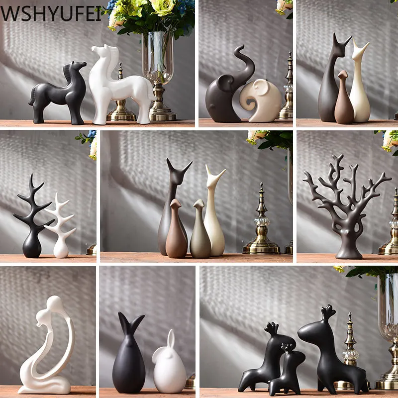 

Simple Modern Ceramic Figurines Livingroom Ornament Home Furnishing Decoration Crafts Office Coffee Accessories Wedding Gift