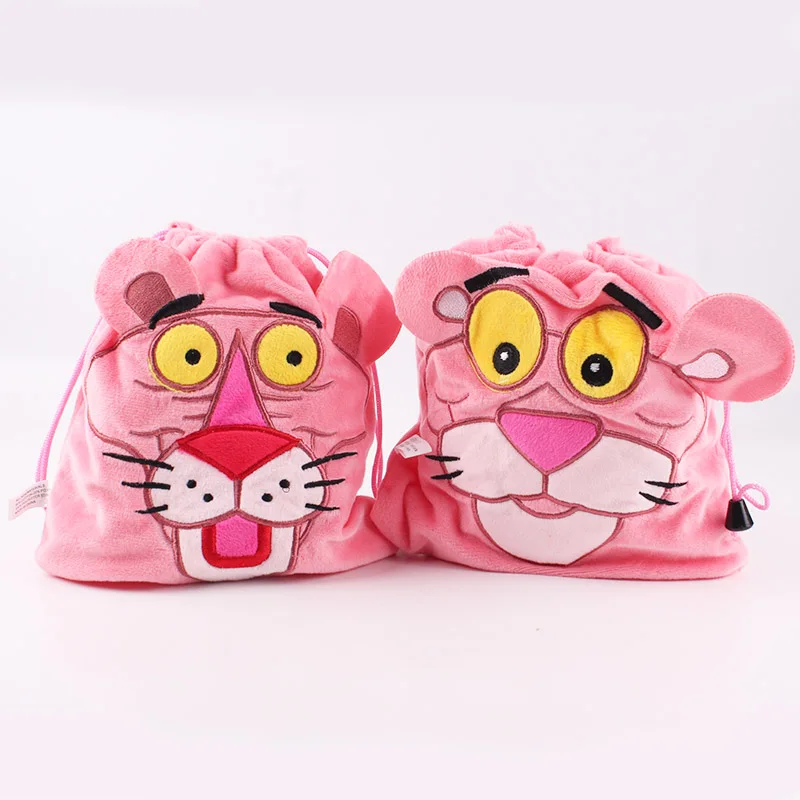 

Kawaii Pink Panther Bag Drawstring Bag Pocket Drawstring Soft Stuffed Anime Cartoon Toy Doll 2 Styles 19cmx21cm