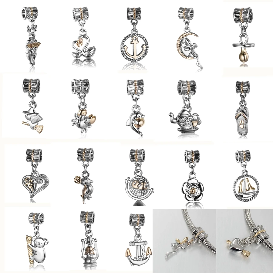 

Neastamor High Quality Gold alloy Pendant Beads Charms Fit Original Pandora Beads Bracelets For Women Charm DIY Jewelry Gift