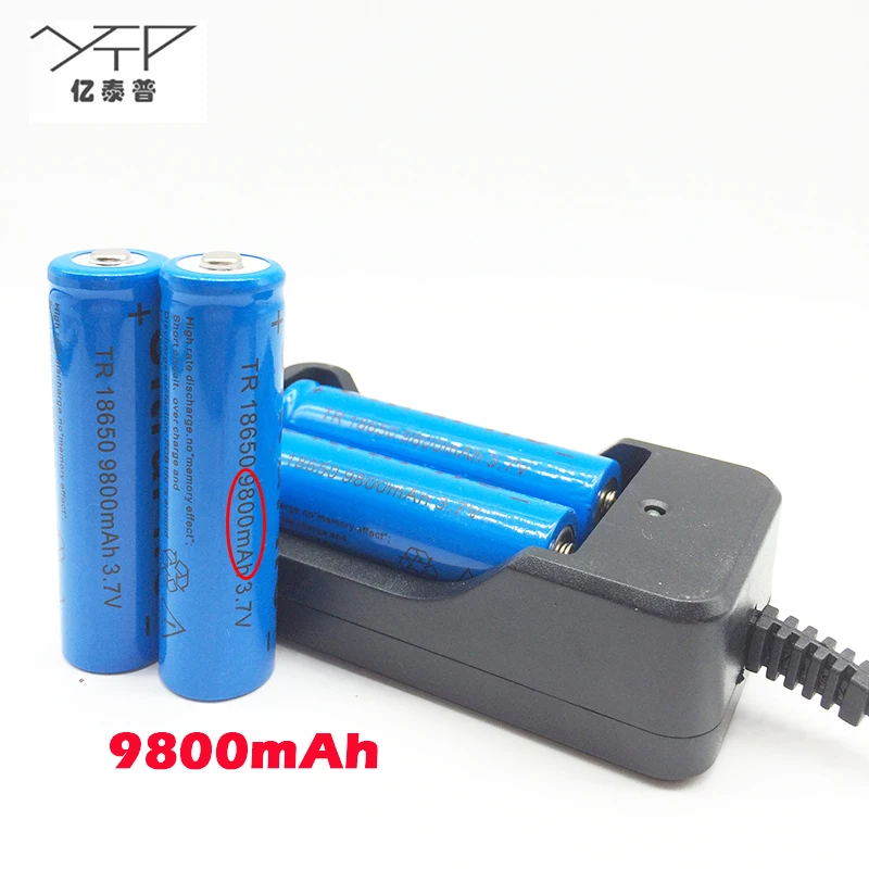 High capacity 18650 battery 4pcs 3.7V 9800mAh rechargeable li ion with