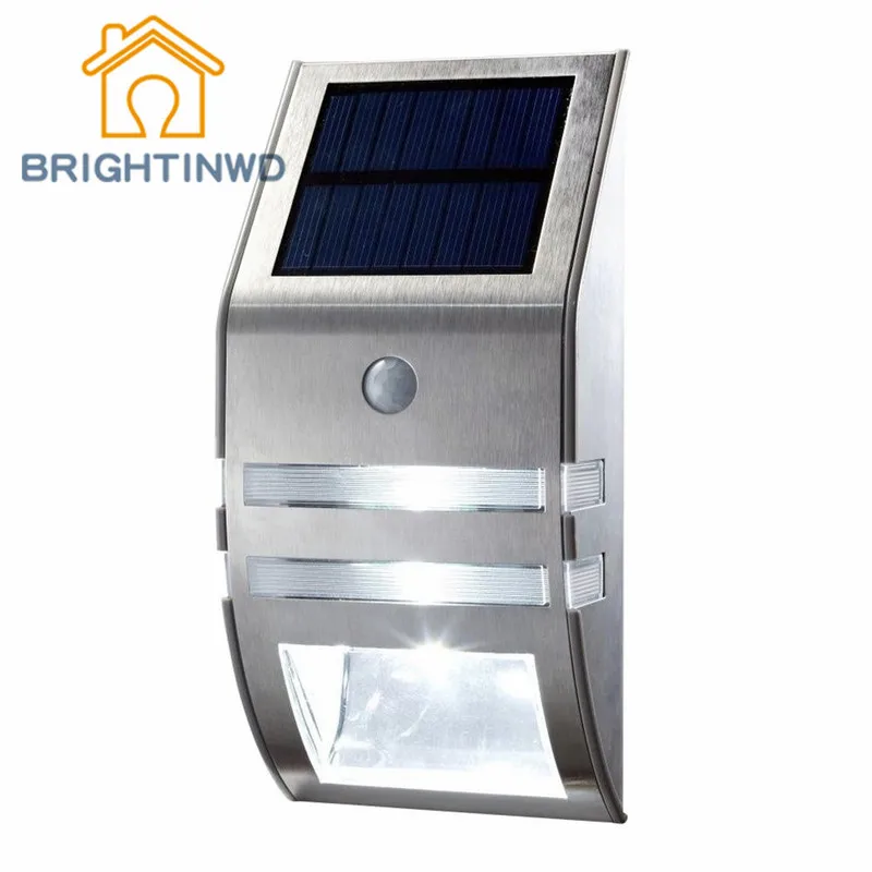 

BRIGHTINWD Super Bright LED Outdoor Solar Wall Lamp Human Induction Street Lamp Stainless Steel Household Solar Courtyard Light