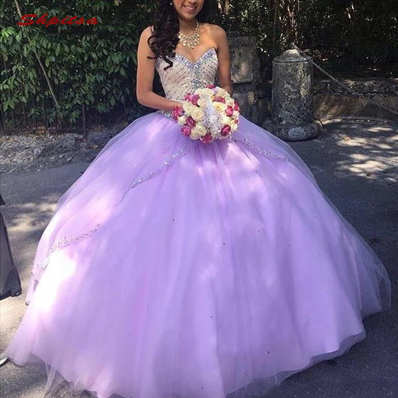 

Lilac Luxury Quinceanera Dresses Ball Gown Crystals Beaded Prom Debutante Sixteen Sweet 16 Dress vestidos de 15 anos