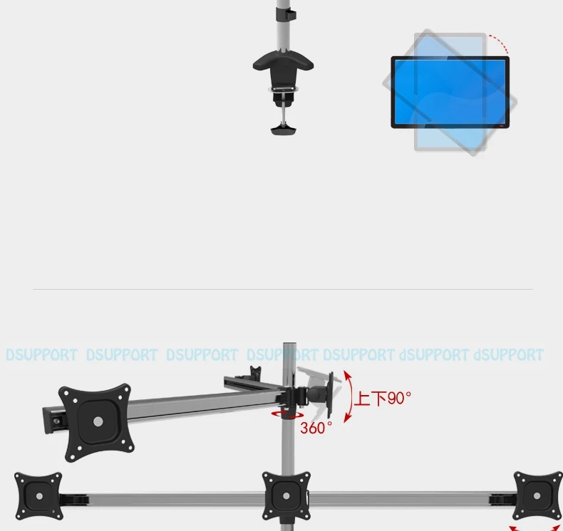 MD3006 полный движения вращающийся 6 экран 1"-27" ЖК светодиодный настольная подставка для монитора зажимное крепление гибкий дисплей Кронштейн Стенд