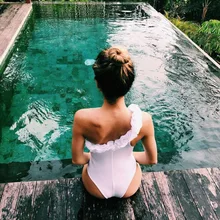 Bikiwave Новое поступление года цветы ручной работы одна деталь купальники для малышек одно плечо Купальник Белый пикантные для женщин пляжные