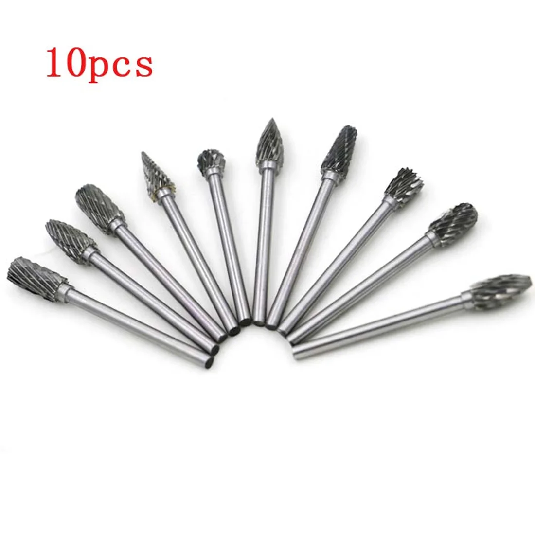 10pc 1/8" Dremel Carbide Burrs Drill Bit Set Rotary Burr Micro Drill