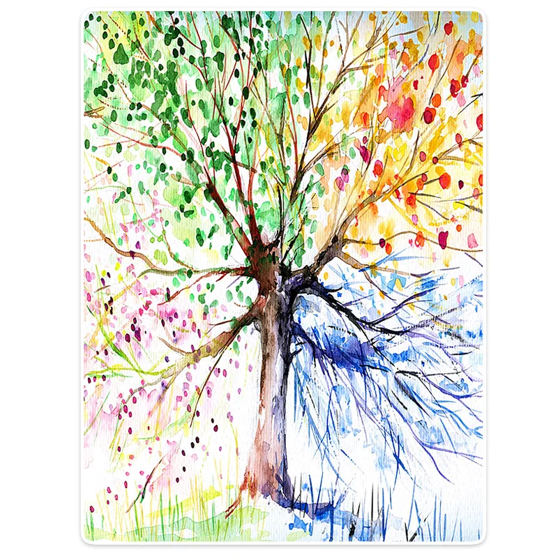 

Blanket Comfort Warmth Soft Cozy Air conditioning Easy Care Machine Wash Tree Watercolor
