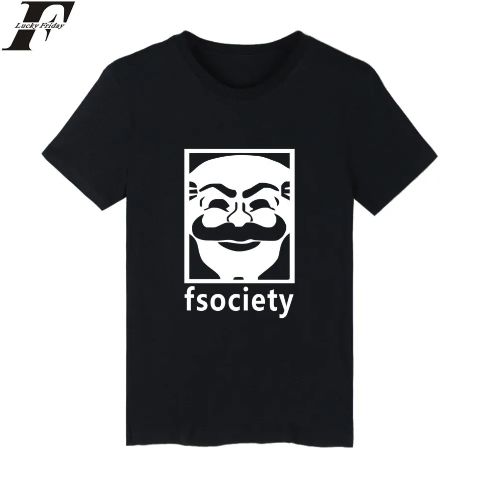 

LUCKYFRIDAYF Mr Robot Fsociety Print Funny T-shirts Mens Short Sleeve TShirts and Mr Robot T Shirt Men Hip Hop Summer Tee Shirts