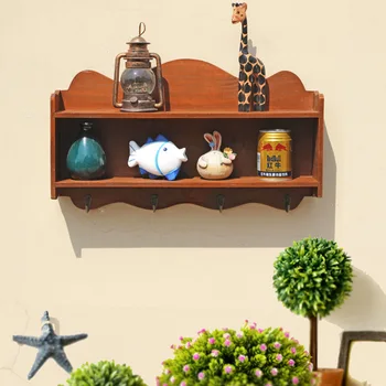 

Kitchen Accessories Retro Wooden Storage Shelf Wall Hanging Hook Multi-deck Storage Shelf For Kitchen Wooden Rack Wood Organizer