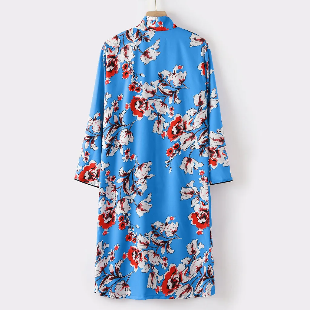 Длинное кимоно Mujer Женская блузка Мода Boho печати солнцезащитный крем Прозрачный Свободный Летний кардиган пляжная одежда blusas mujer
