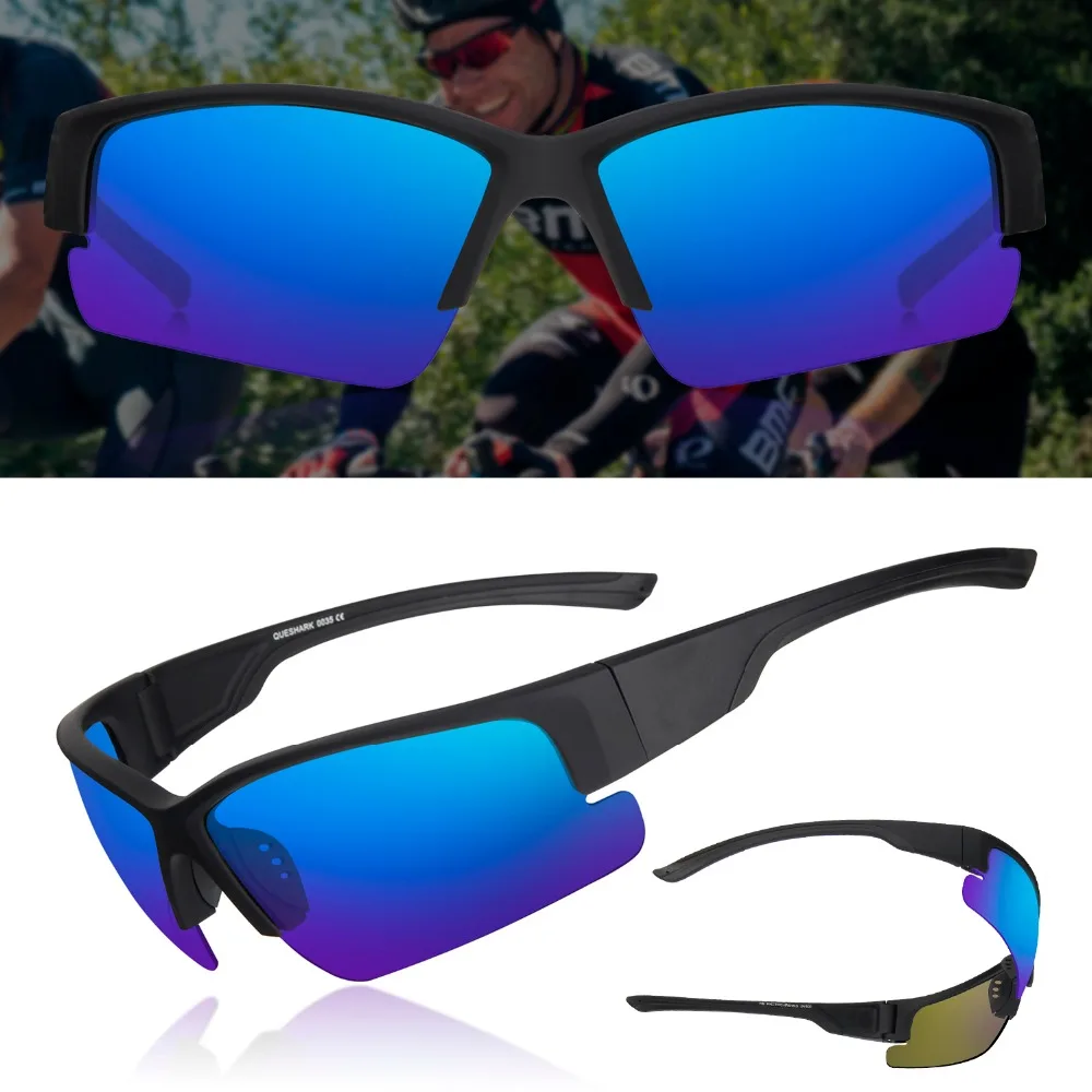 QUESHARK сверхлегкие поляризованные велосипедные солнцезащитные очки матовые черные Mountaion шоссейные велосипедные очки с УФ-защитой спортивные велосипедные очки