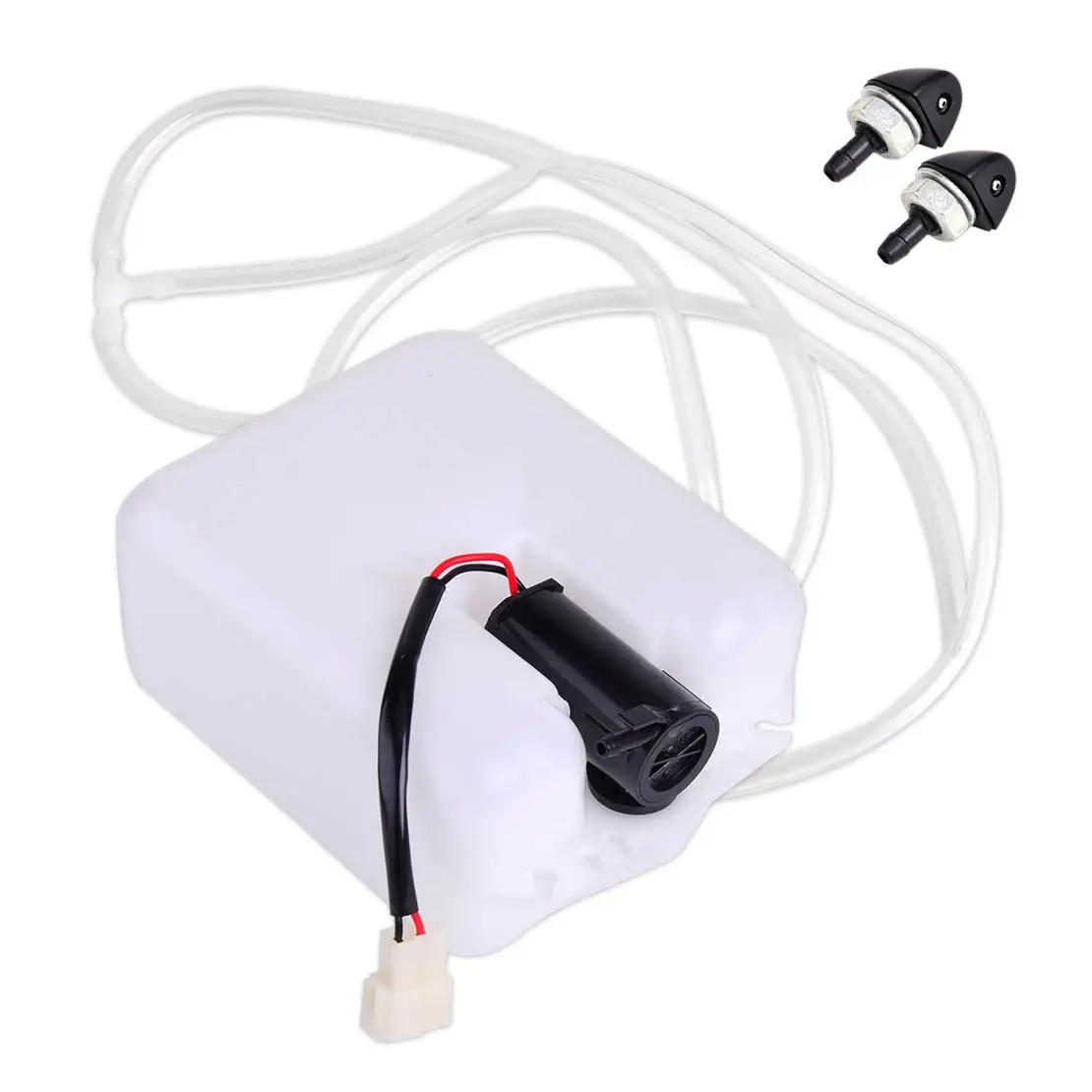 DWCX Universal 12V Metal White Car 2 Pin Windshield Washer Reservoir
