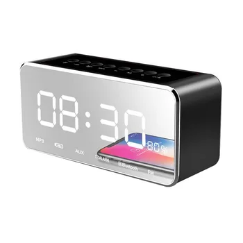 

Digital Mirror LED Alarm Clock Thermometer Wall Clock FM Radio with Wireless Bluetooth Speaker Snooze Desk Clocks