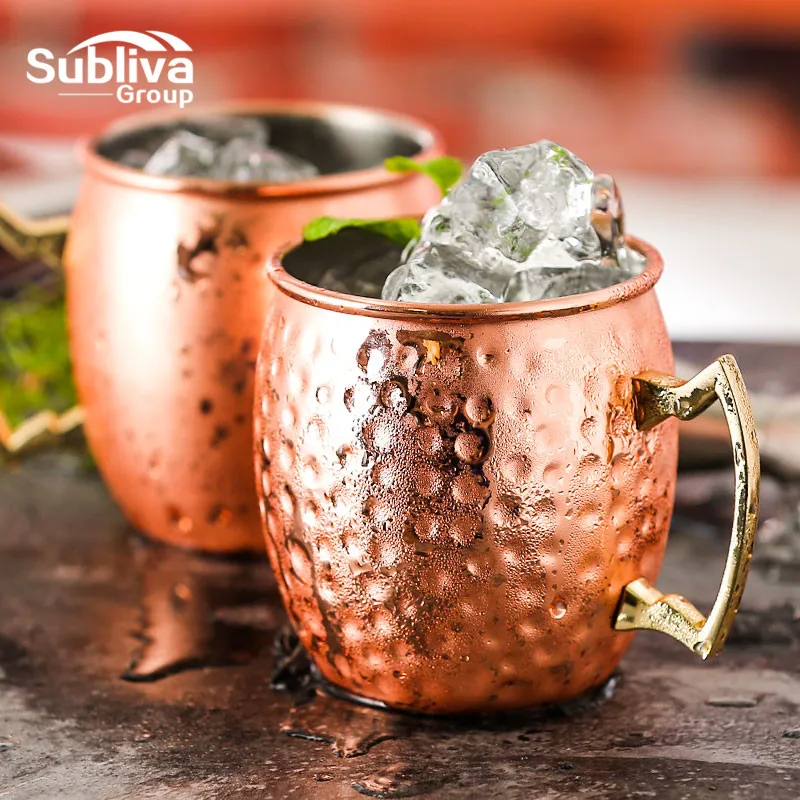 4-PCS-550ml-Copper-Plated-Barrel-Hammered-Moscow-Mule-Mug-Coffee-Cup-Beer-Cup-Set-of (2)