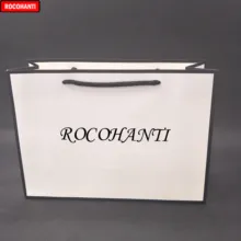 100x Белый Бумага черный строка обрабатываются Бумага сумка, толстые 250 г картона, Заказная печать многоразовая Складная хозяйственная сумка для переноски