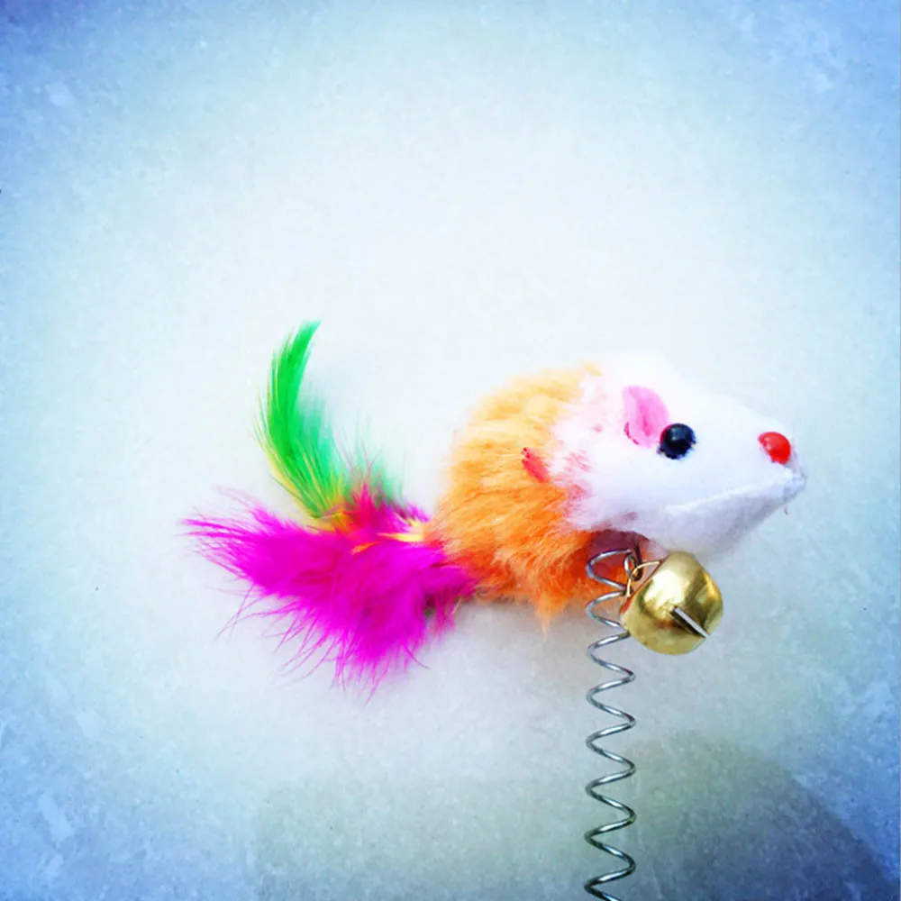 1Pc Funny Cat Toys Elastic Feather False Mouse Bottom Sucker Toys for