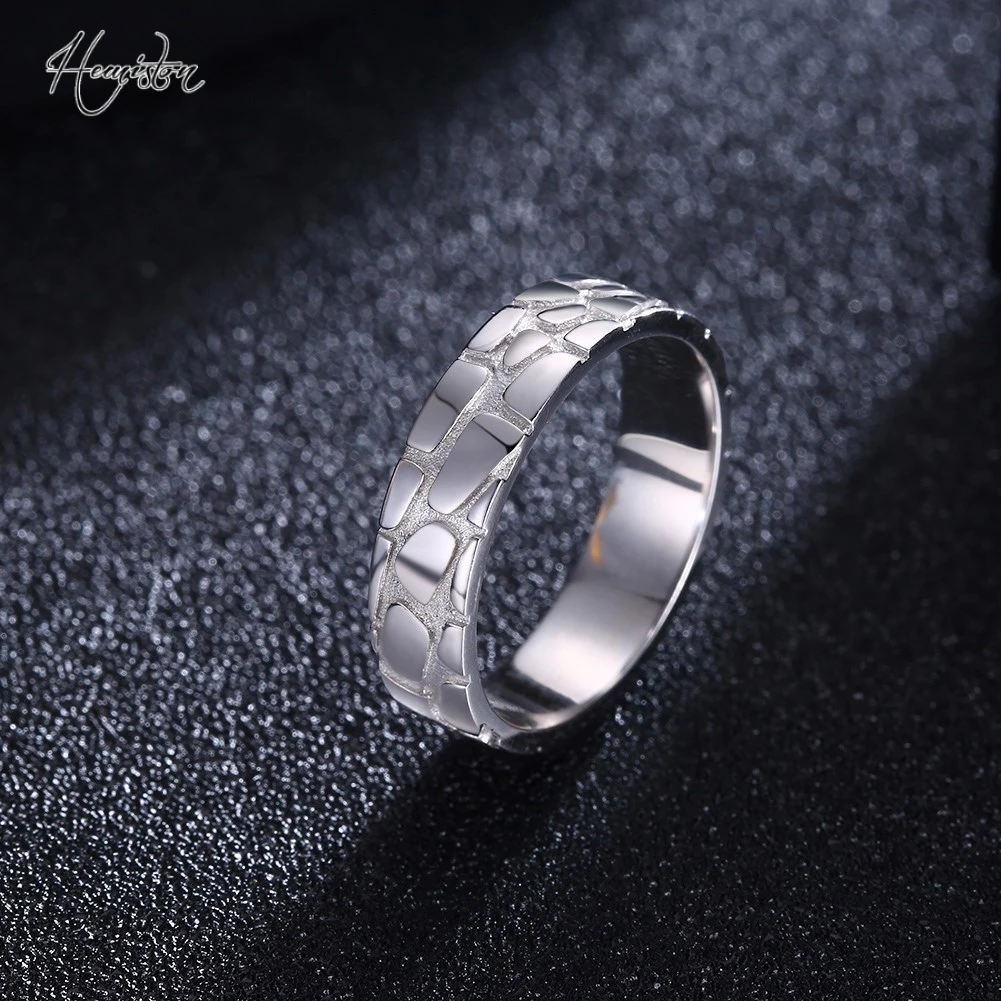 

Hemiston 925 Sterling Silver Rock Style Punk Ring with CZ, Simplicity Jewelry for Women TS