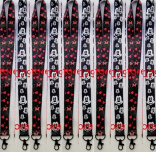 

10pcs/20pcs/30pcs/50pcs minnie miceky face Neck Strap Lanyard Mobile Phone Key Chain ID Badge Key Chains K100
