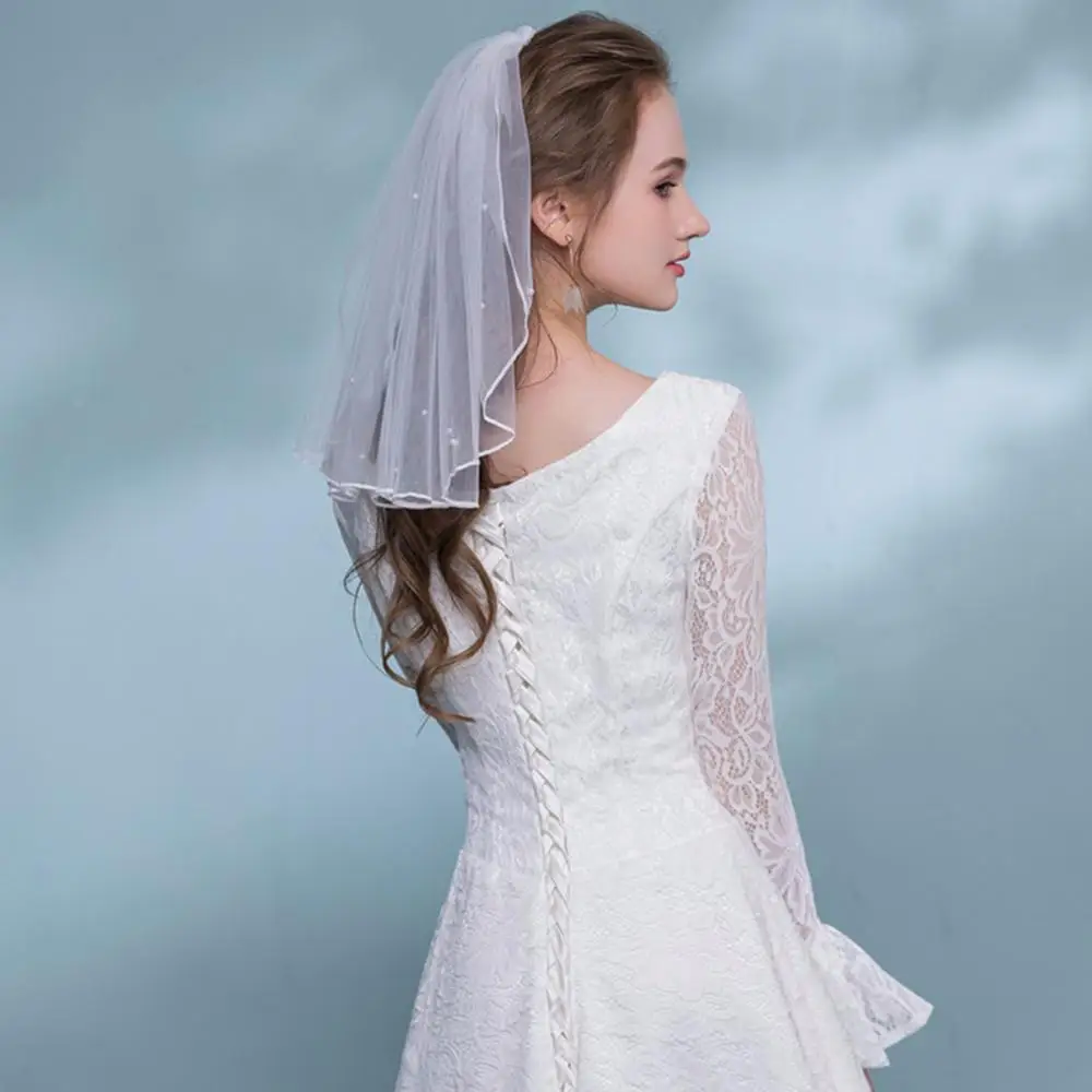 

Fashion Wedding Veil Simple Tulle White Ivory Single Layers Bridal Veil Short Girls Veils Cheap Bride Accessories