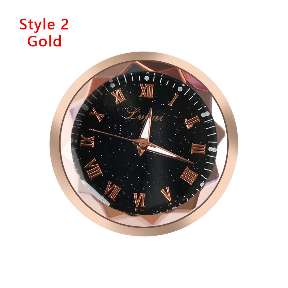 Автомобильные декоративные часы для интерьера, кварцевые аналоговые часы WatcCah, автомобильные часы-наклейка, аксессуары для салона автомобиля - Цвет: Style 2 gold