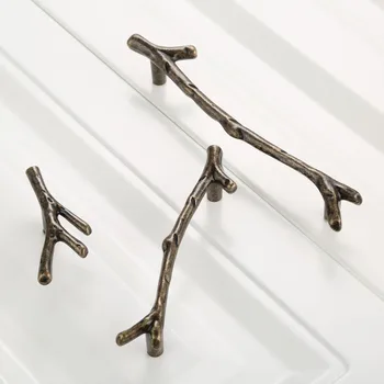 DRELD Door Knobs Tree Branch Furniture Handles Cabinet Knobs and Handles Kitchen Handles Pulls Furniture Hardware 96mm 128mm