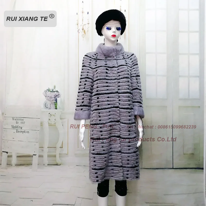 

Women fur coats genuine mink coat with rex rabbit fur jacket with coats of fur knitted wool lining mink fur coats RuiXiangTe