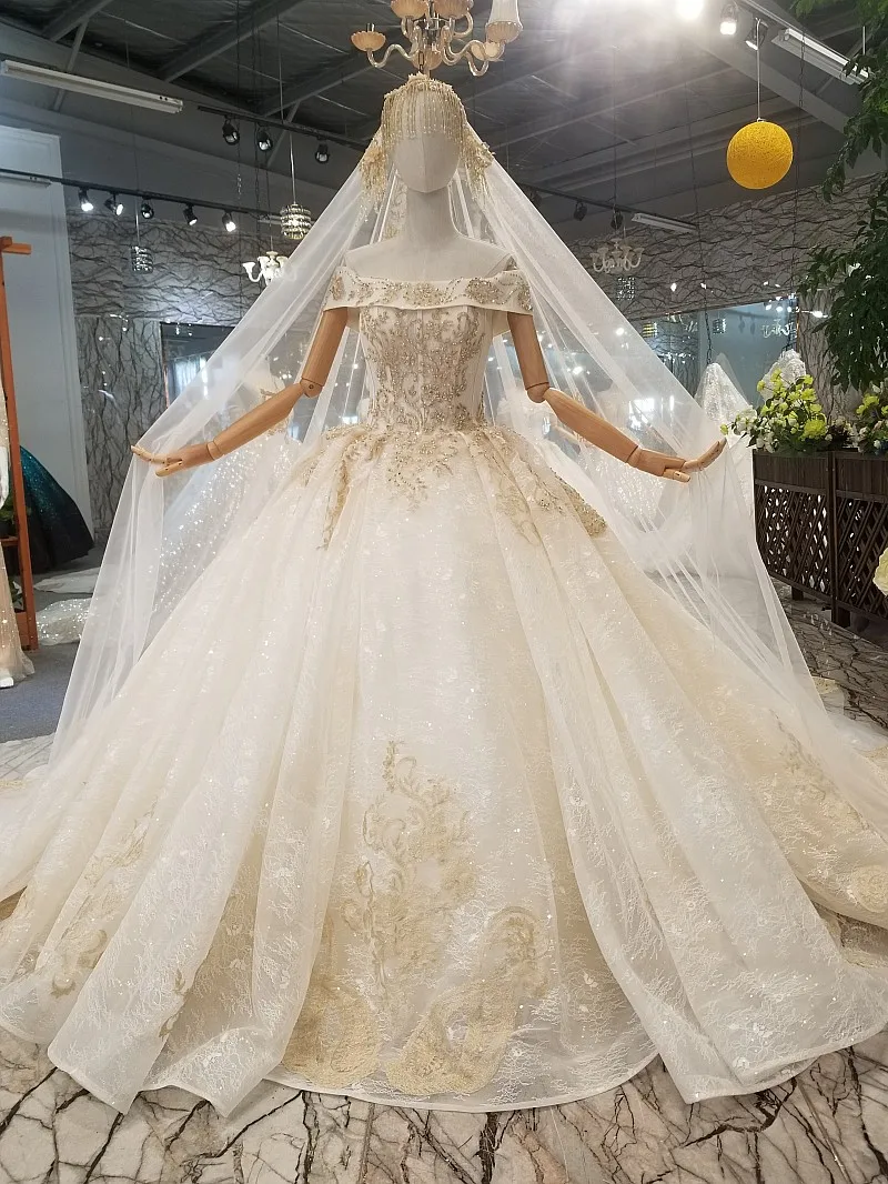 AXJFU принцесса белый кружево свадебное платье из тюля Шампанское цветок бисер кристаллы для свадебного платья 100% реальные фотографии 041678