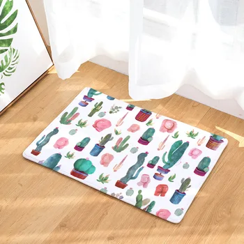 

CAMMITEVER Colorful Cartoon Tropical Cactus Plants Door Mat Carpet Absorbent Entrance Doormat Anti-Slip Kitchen Carpets Bedroom