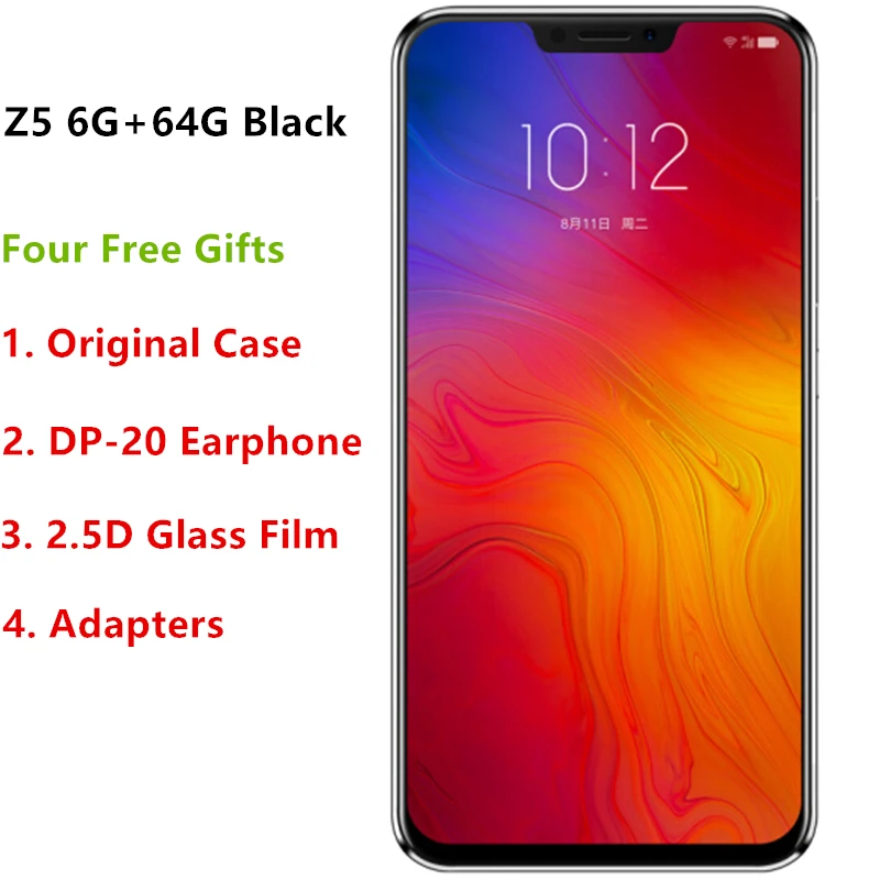 Оригинал Lenovo Z5 L78011 6 ГБ 64 Гб Восьмиядерный AI двойная камера 2.5D экран Snapdragon 636 ZUI 4 0 4G