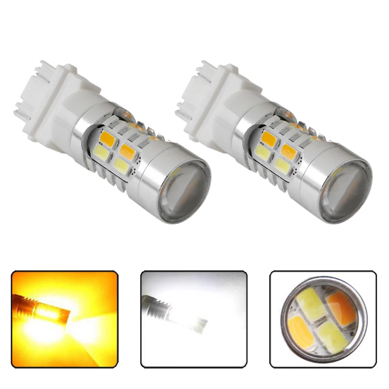 

1Pc DC12V 3157 5630 20 LED Light Dual Color White & Amber Driving Car Light Bulb Car Light Source New
