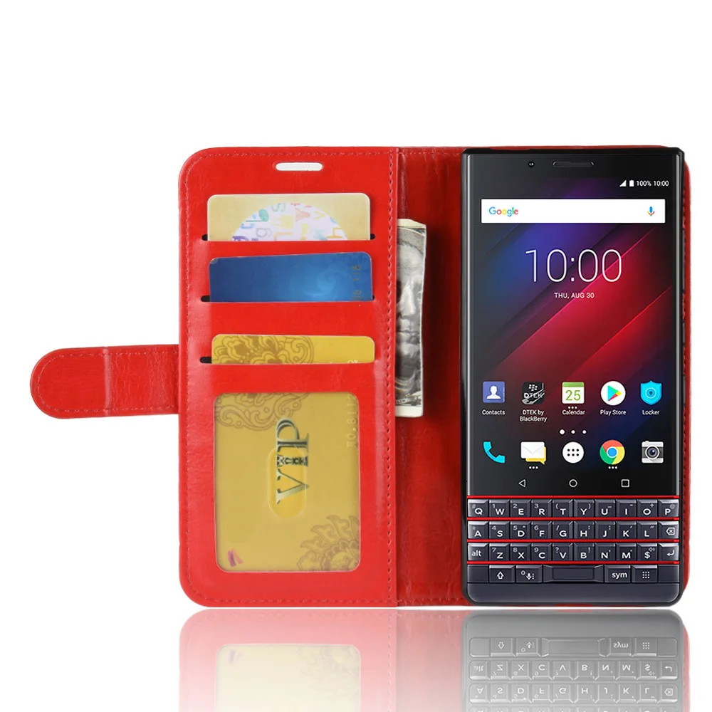 Флип-Бумажник кожаный чехол для Blackberry Key 2 LE Магнитная подставка, гнездо для карточек держатель противоударный тонкий Чехол-кошелек