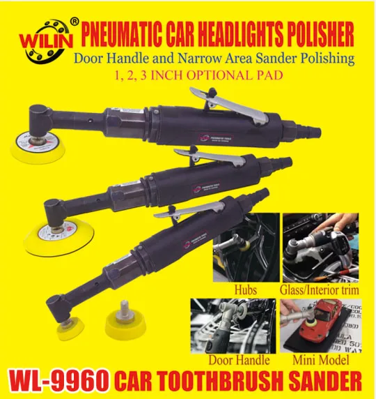 

Pneumatic Car Headlights Polisher Door Handle And Narrow Area Sander Polishing 1 Inch 2 Inch 3 Inch Optional Pad