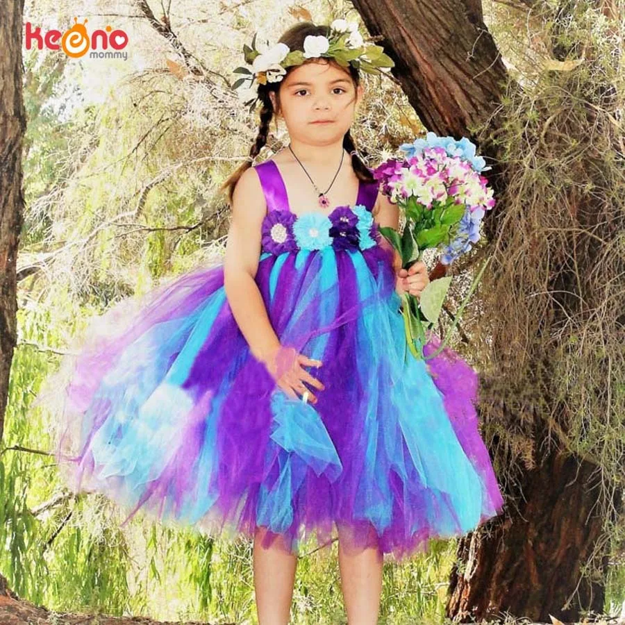 Purple Turquoise Flower Girl Tutu Dress ...