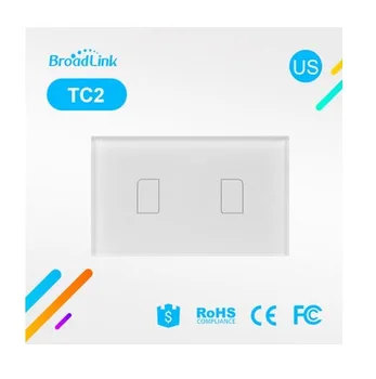 

Broadlink TC2 2 Gang 433 MHZ Verbinding Muur Touch Panel Lichtschakelaar Afstandsbediening US Standaard Voor Smart Home Systeem