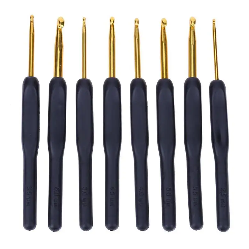 

8pcs/lot Useful Crochet Hooks Set Sewing Tools Black Soft Handle Hook Knitting Crochet Needles Sewing Accessory DIY Craft Needle
