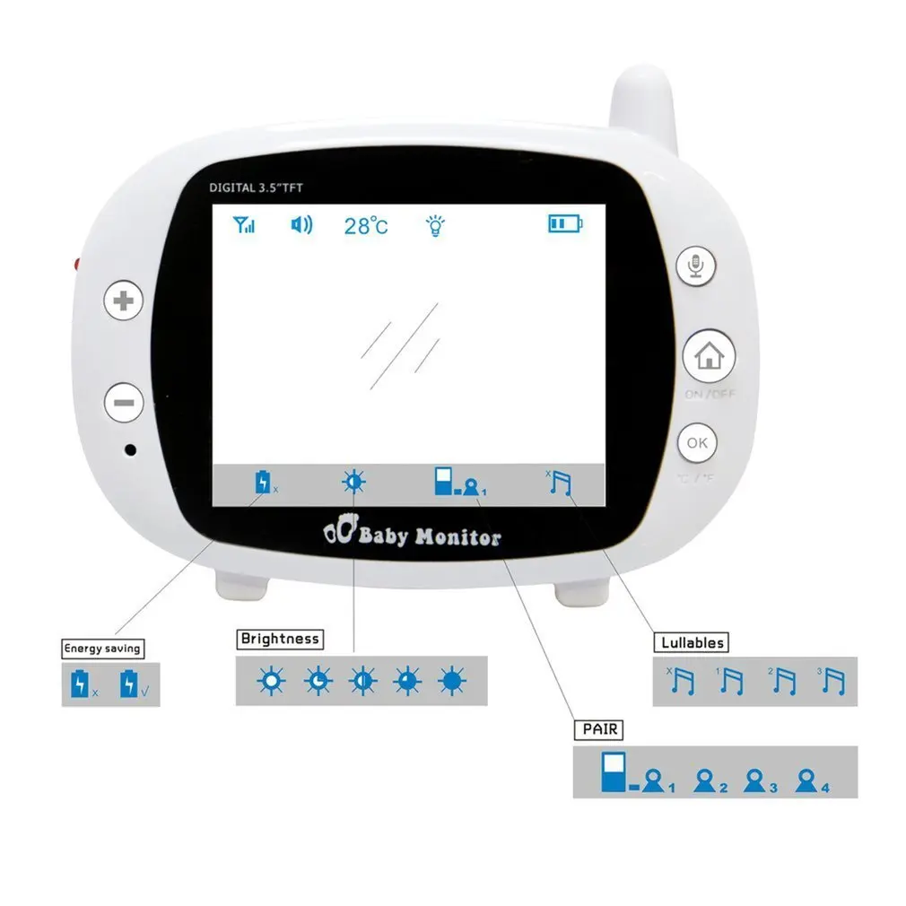 Беспроводной цифровой Детский Монитор 3,5 дюймов ЖК-экран двухсторонний Аудио Видео Детский Монитор ночное видение Колыбельная детская камера