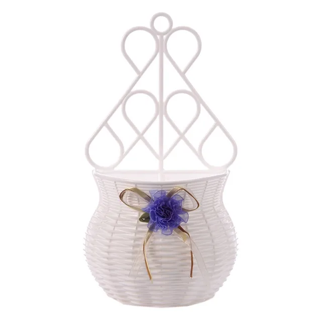 Handmade Flower Basket Modern Design Artificial rattan  Wall Hanging Small Artificial Rattan Flower Basket for Home Decoration