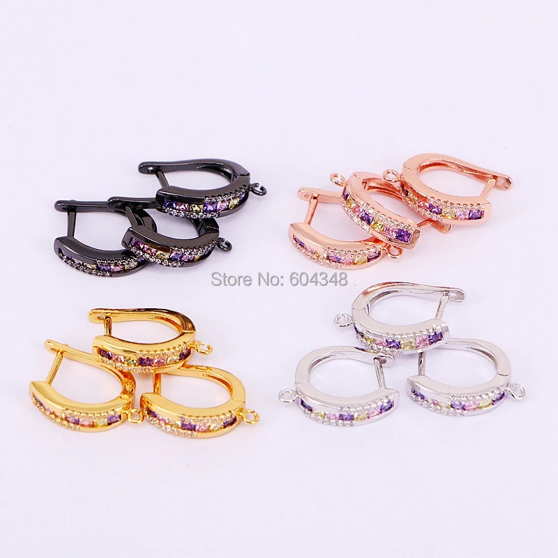 

10Pairs ZYZ184-9103 CZ Paved Earring Hook DIY Connector Charms Findings, Earring Making Craft Supplies Accessories
