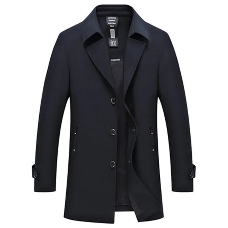 New spring autumn fashion trench coat men turn down collar single breasted thin causal business coats