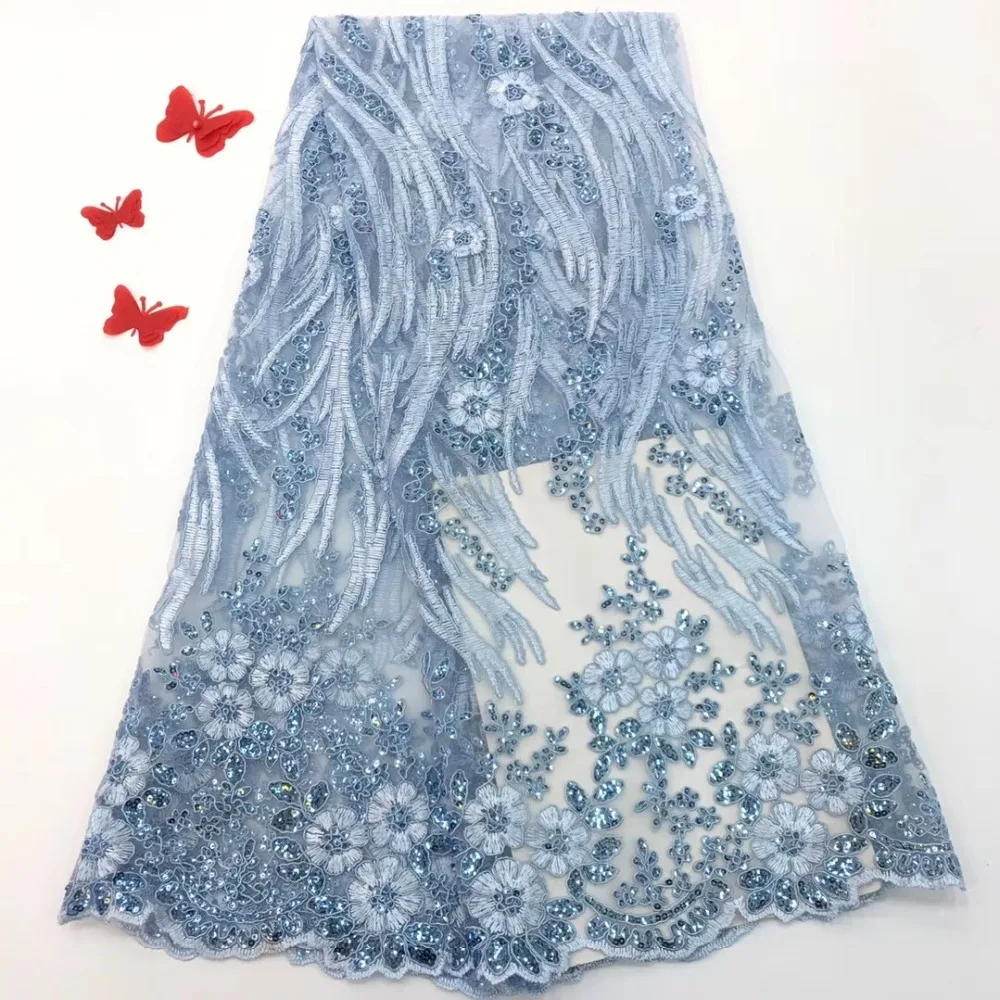 

2018 Latest Nigerian Laces Fabrics With paillette High Quality Tulle African Laces Fabric Wedding African French Tulle Lace