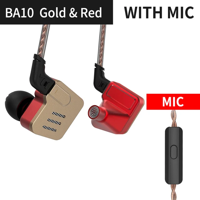 Original KZ BA10 Metal HIFI Earphone 5BA Balanced Armature Driver Sport 