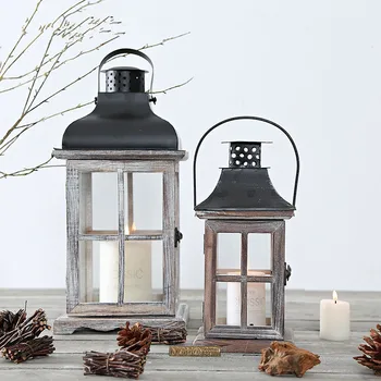 

Retro Wooden Candle Holders Landing Weddings Western Candlestick Windproof Home Furnishings Decoration Cheap Elegant Candlestick