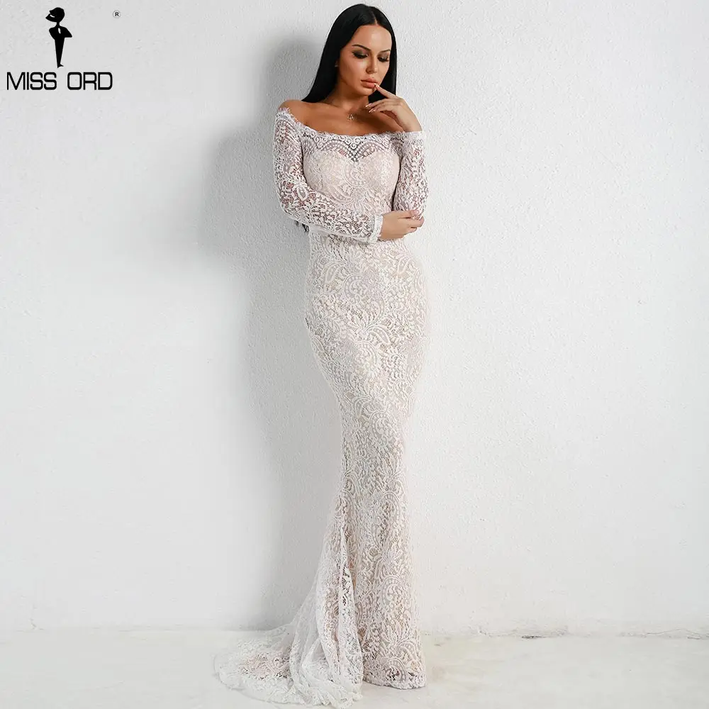 Missord 2019 женское сексуальное кружевное платье с открытыми плечами Макси