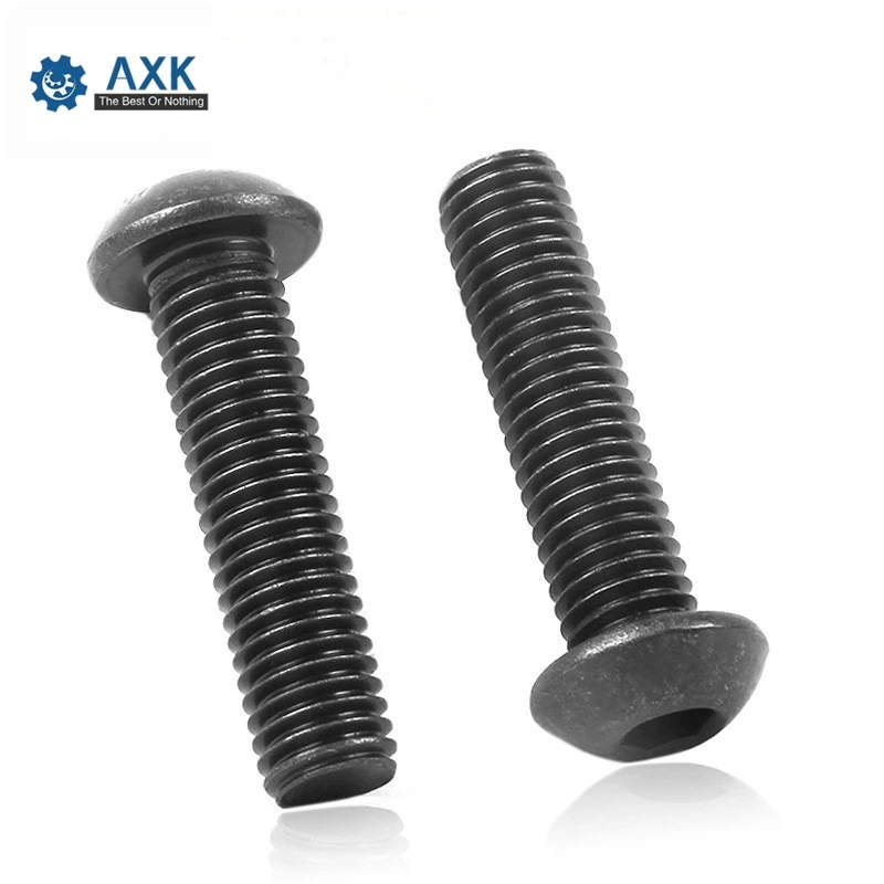 

10/50Pcs M2 M2.5 M3 M4 ISO7380 10.9 Level Black Hexagon Socket Button Head Screw Furniture Mushroom Cap Hex Bolts